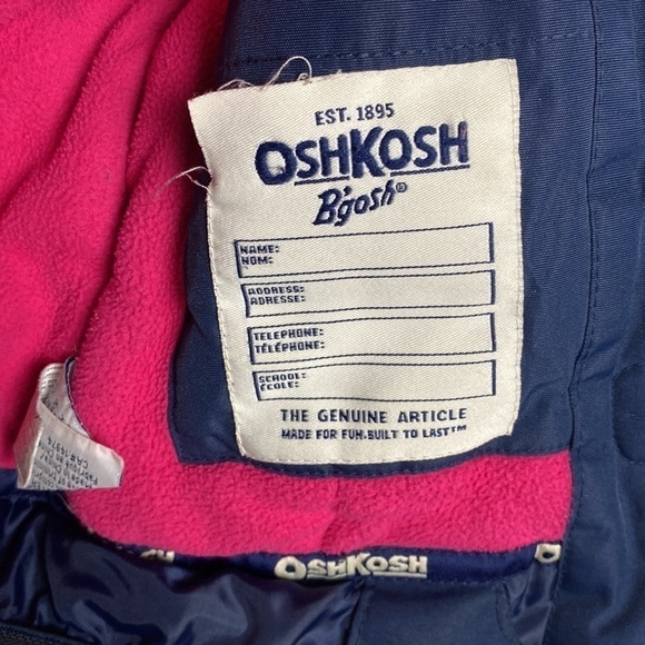 OSHKOSH B'gosh (Girls) Navy Blue and Pink Winter Jacket with Fur Detachable Hood - Picture 13 of 17